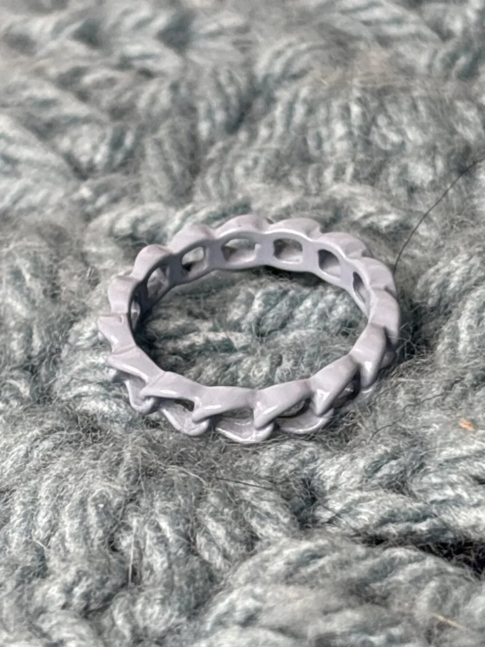 Light Blue Enameled Chain Ring Size 5.25